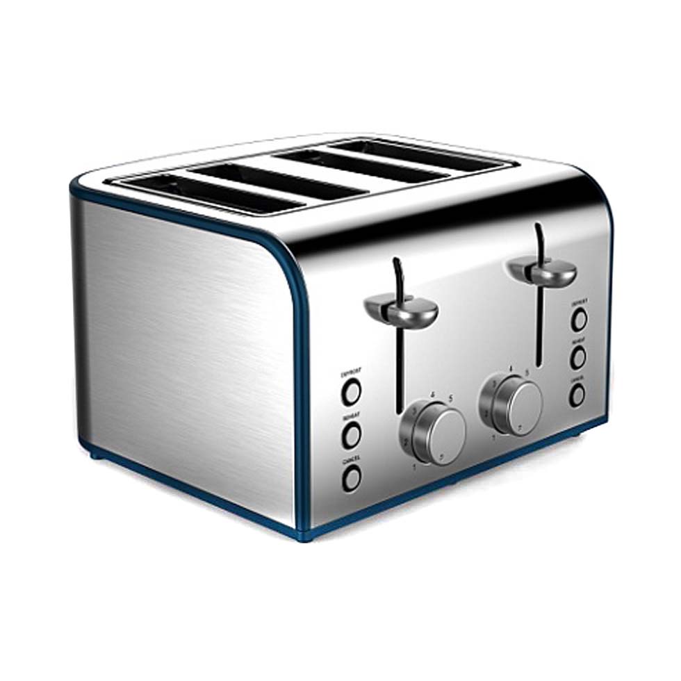 4 Slice Stainless Steel Toasters with different function buttons