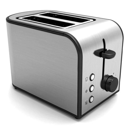 2 Slice Stainless Steel Toasters with different function buttons